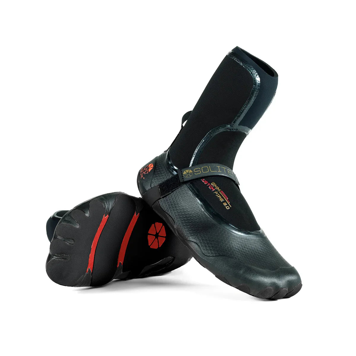 Solite 8mm Custom Fire 2.0 Wetsuit Boots - Black / Red