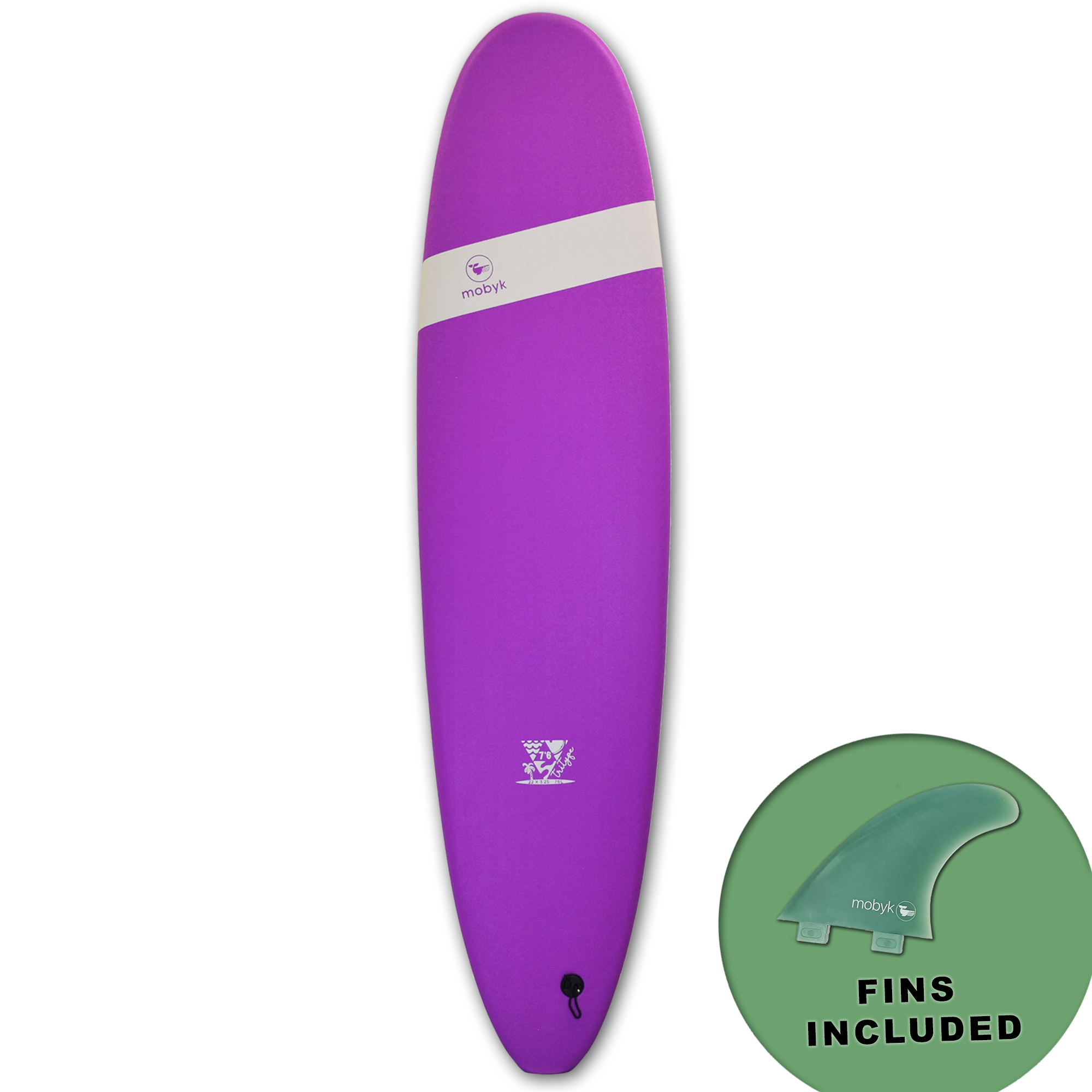 Mobyk 7'6 Classic Long Softboard - Violet Jade | Surfboards | Mobyk