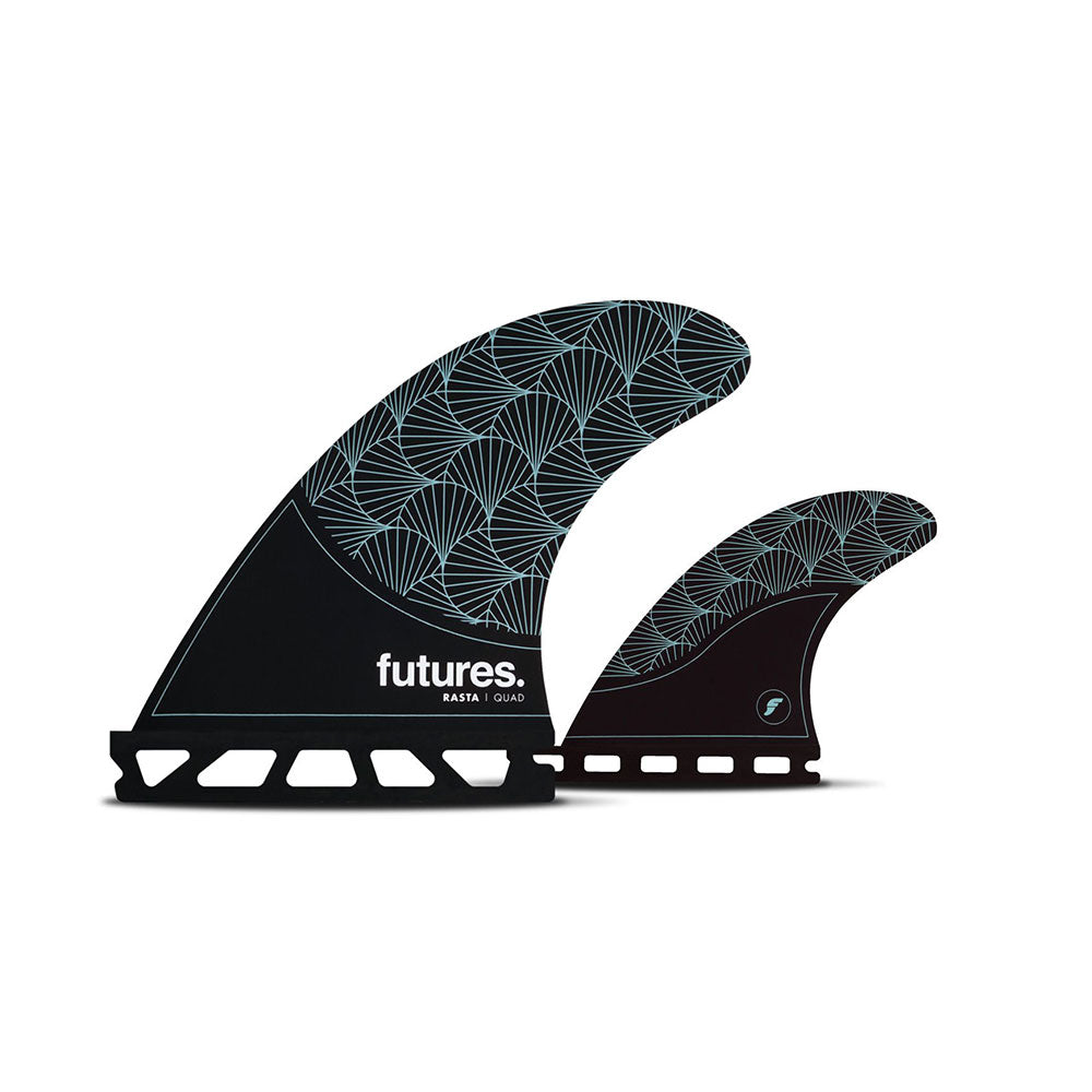 Futures Rasta Honeycomb Quad Fin Set Large - Teal / Black | Fins | Futures