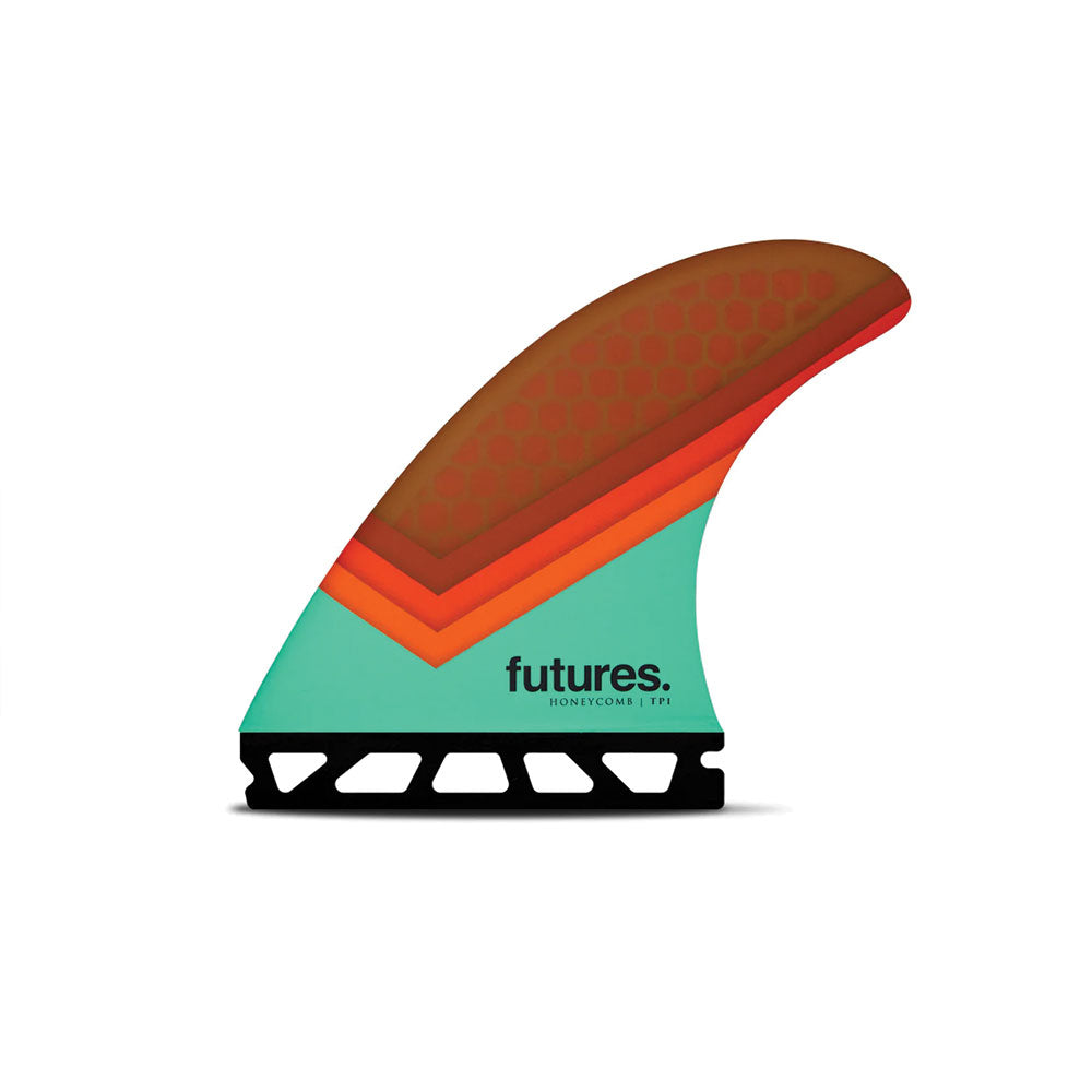 Futures TP1 Honeycomb Tri Fin Set Large - Teal / Orange | Fins | Futures