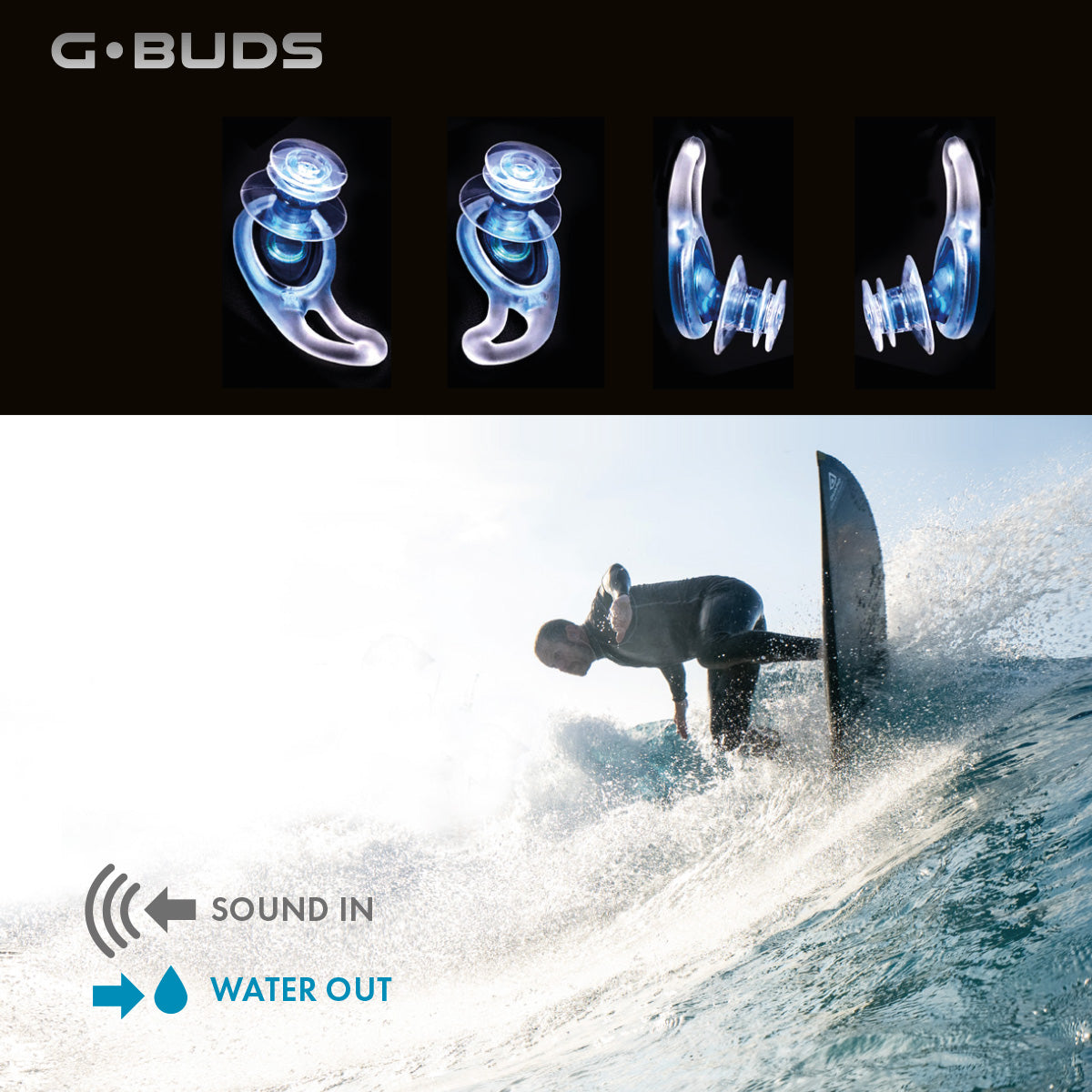 GUARD® G.BUDS – Surf Ear Plugs - Clear