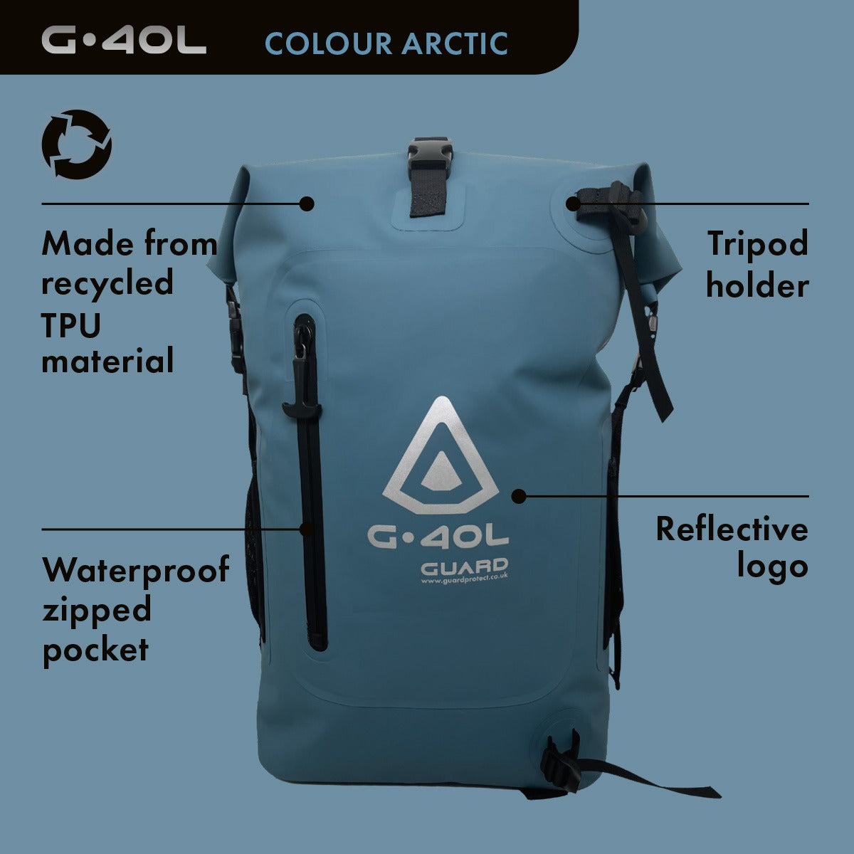 GUARD® G.40L 100% Waterproof Surfing Backpack - Arctic