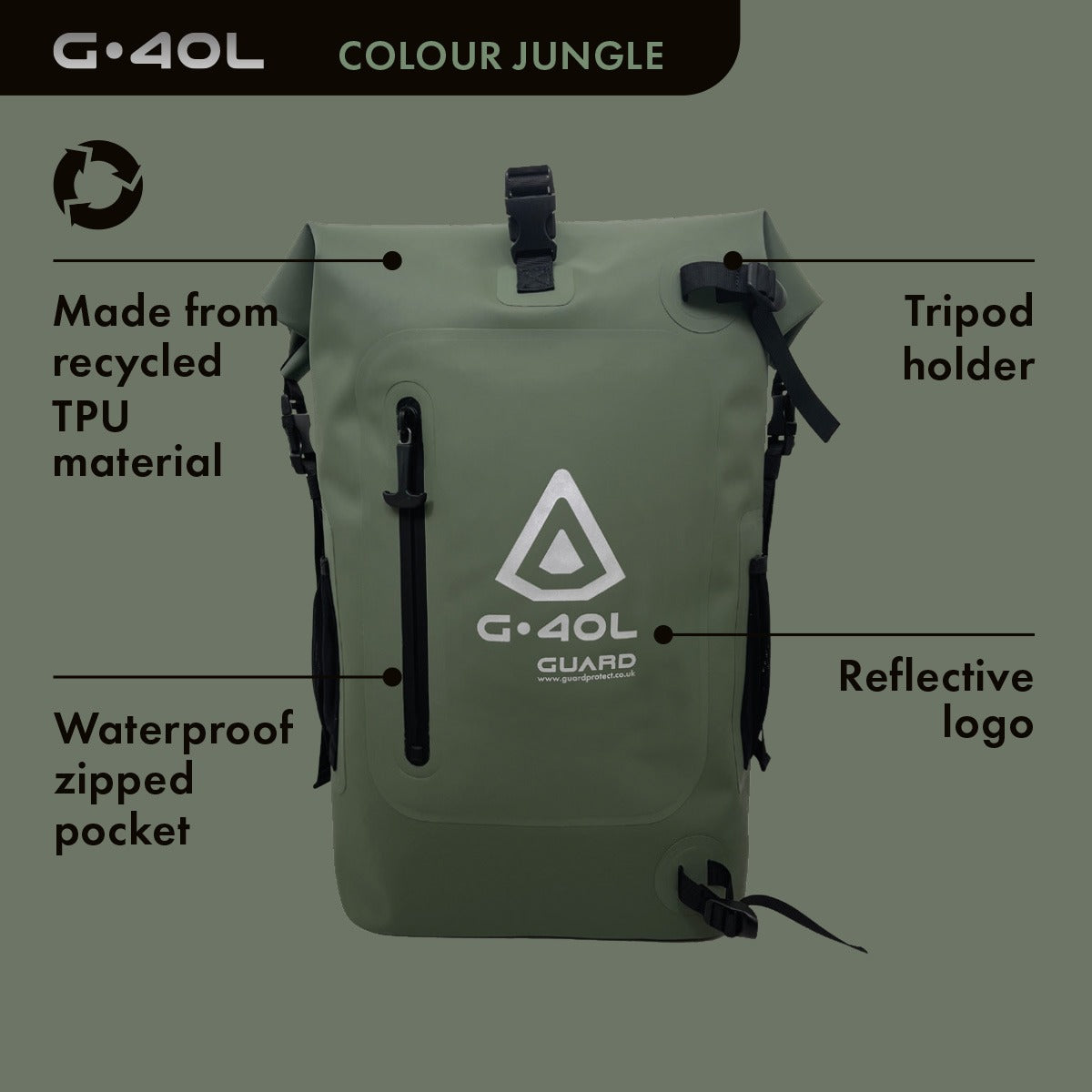 G.40L 100% Waterproof Surfing Backpack - Jungle