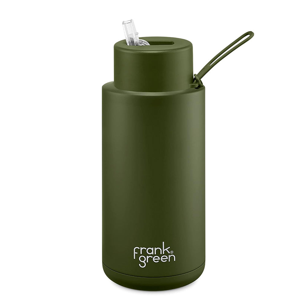 Frank Green Stainless Steel Ceramic Reusable Bottle 34oz/1L - Khaki