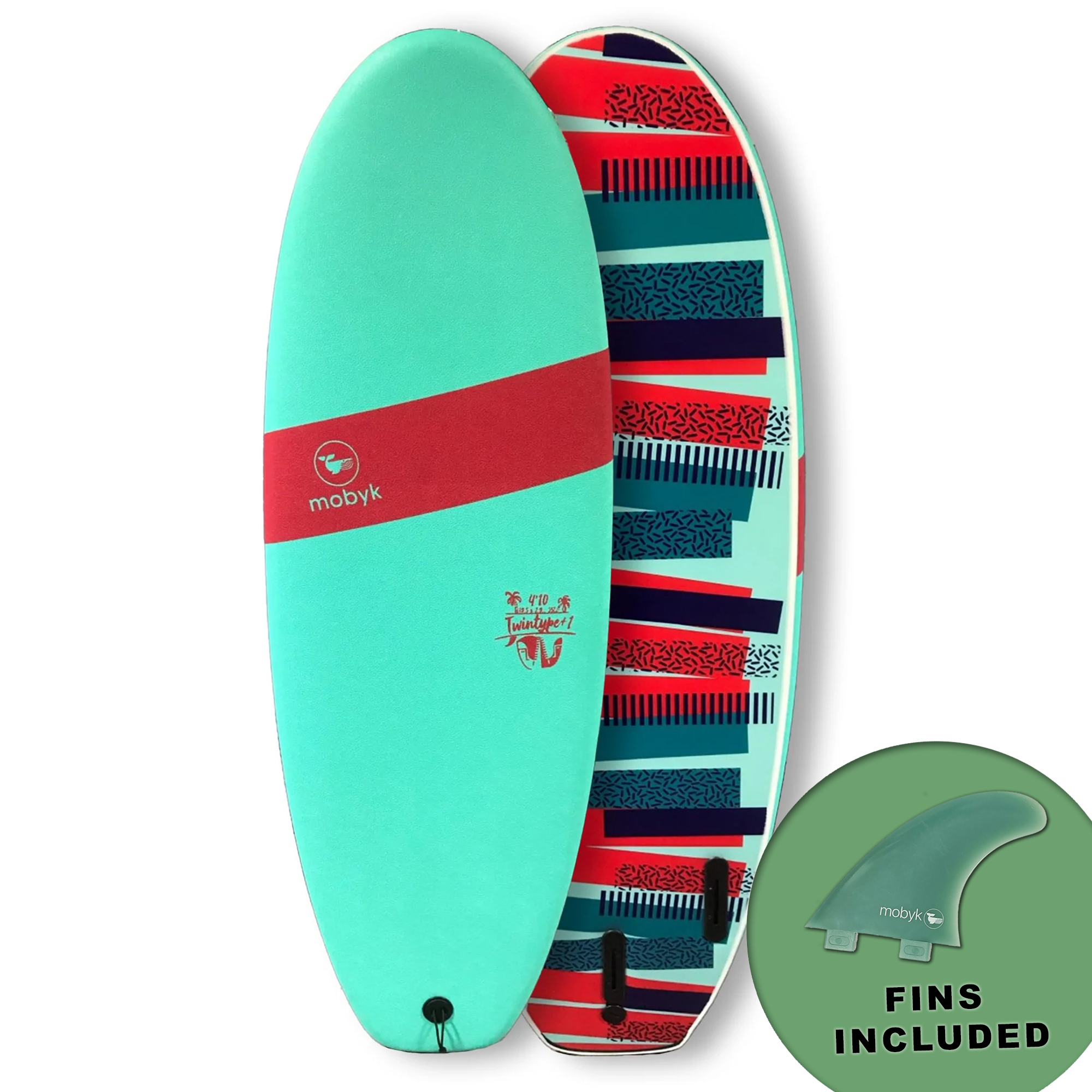 Mobyk 4'10 Twintype Softboard - Turquoise