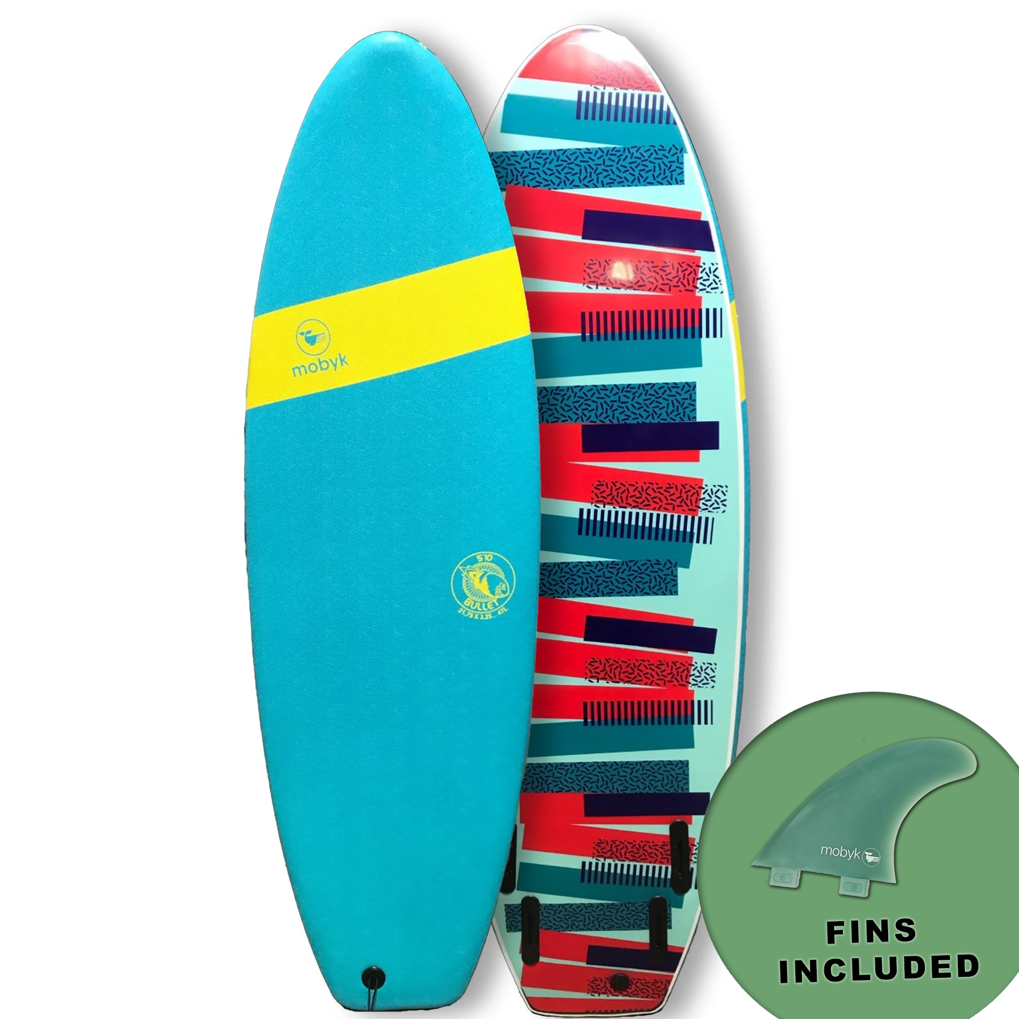 Mobyk 5'4 Bullet Softboard - Turquoise | Surfboards | Mobyk