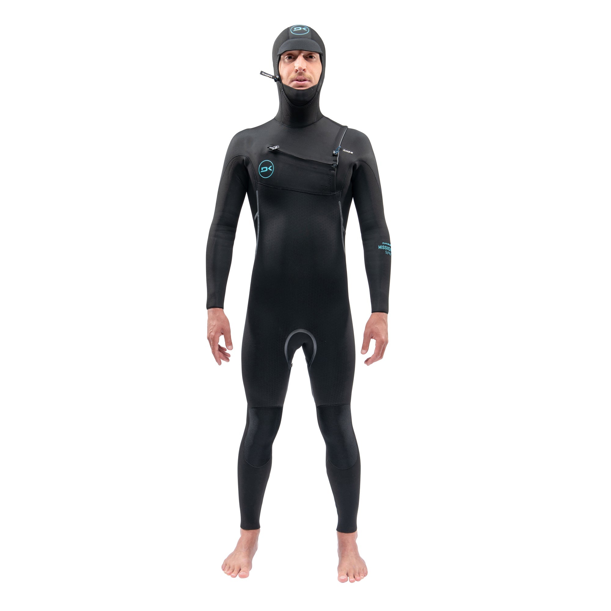 Dakine Mens Mission Chest Zip Hooded 5/4/3mm Full Wetsuit (Black) | Wetsuits | Dakine