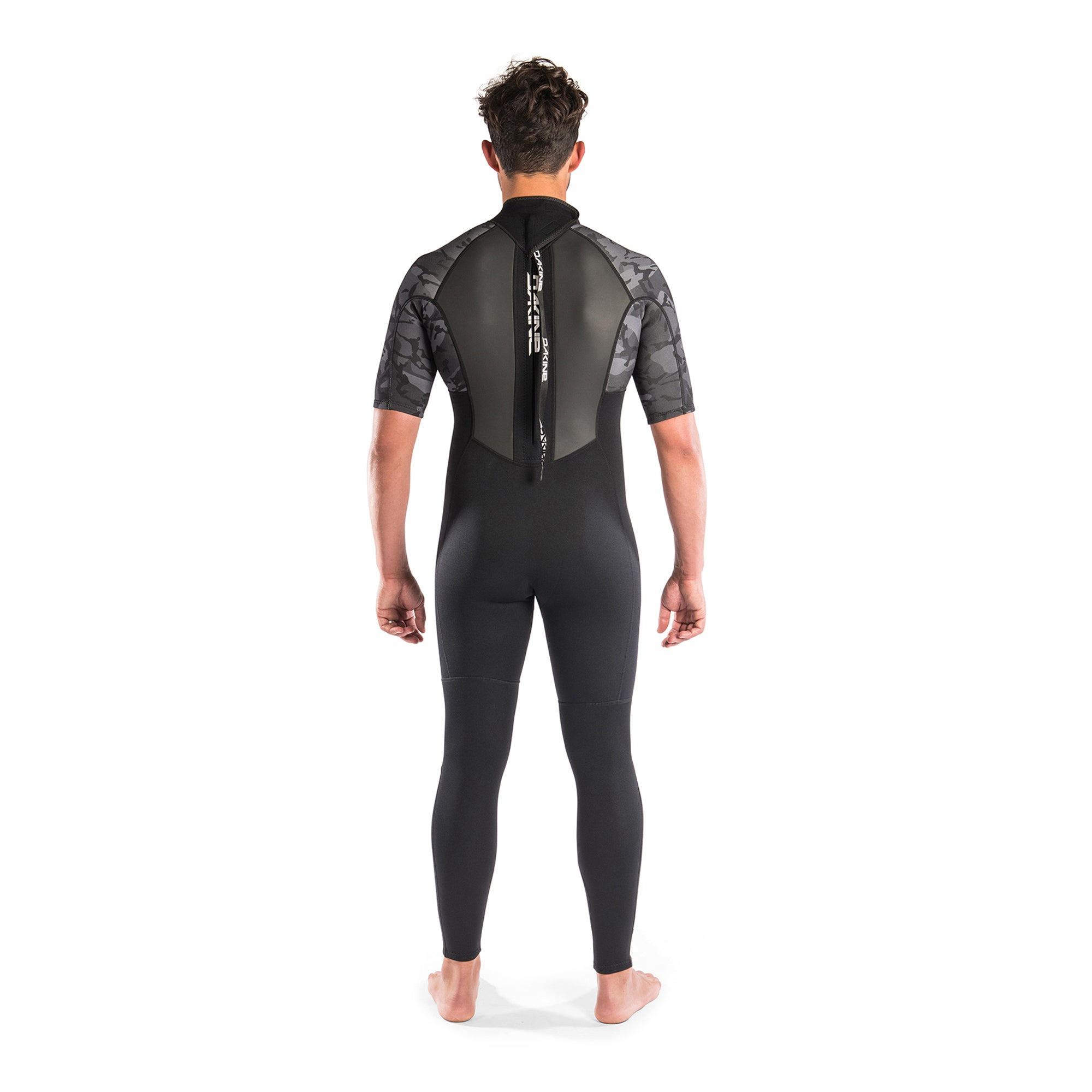 Dakine Mens Quantum Back Zip 2/2mm F/L Short Sleeved Full Wetsuit (Black Camo / White)