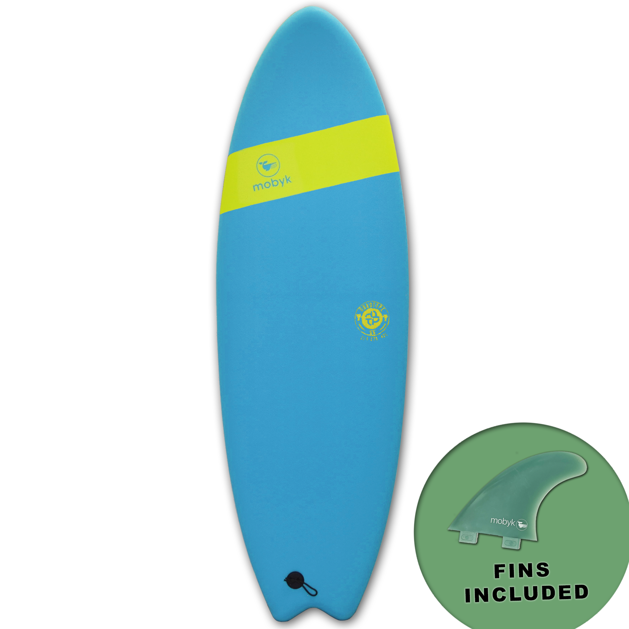 Mobyk 6'6 Quad Fish Softboard - Blue Curacao