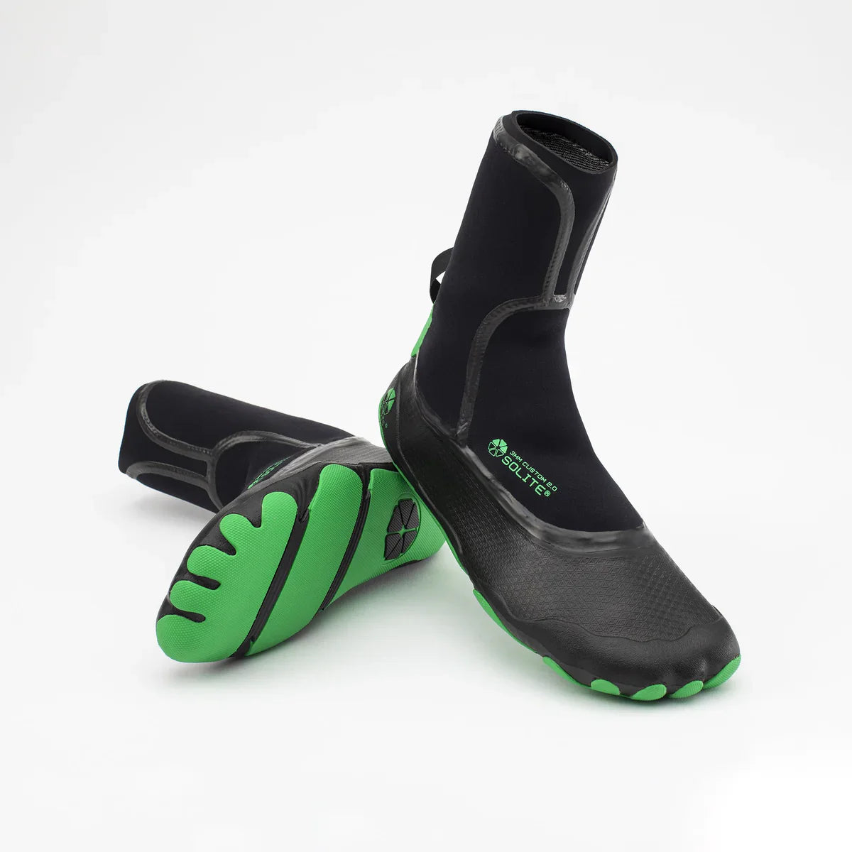 Solite 3mm Custom 2.0 Wetsuit Boots - Black / Green | Boots | Solite