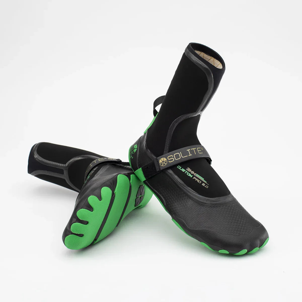 Solite 3mm Custom Pro 2.0 Wetsuit Boots - Black / Green | Boots | Solite