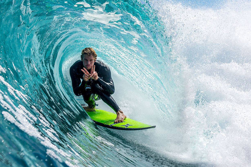 Futures John John Florence Techflex Tri Fin Set Black / Neon Red - Large-Futures John John Florence Techflex Tri Fin Set Black / Neon Red - Large-Green Overhead