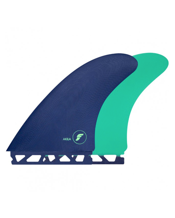 Futures Akila Aipa Fibreglass Twin Fin Set Large - Blue / Green-Futures Akila Aipa Fibreglass Twin Fin Set Large - Blue / Green-Green Overhead